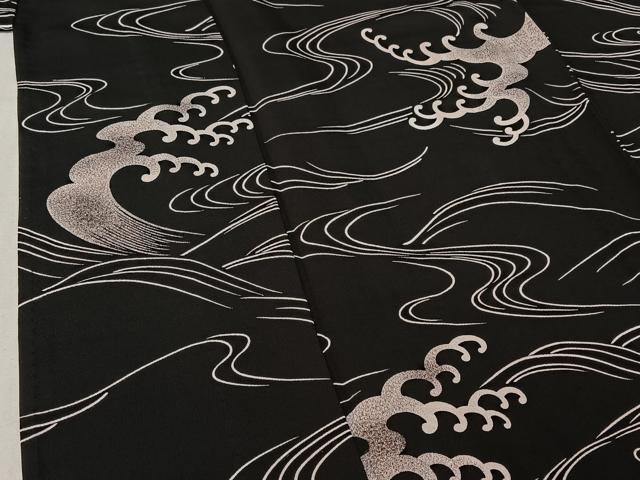 平和屋着物▽男性 小紋 単衣 立波文 洗える着物 AABE4675jh