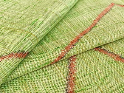 平和屋着物▽真綿結城 単衣 幾何学文様 証紙付き ロング丈 正絹 逸品 AABE4677jh