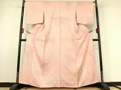 平和屋着物▽日展作家 山本唯与志 レリーフ染 小紋 単衣 枝葉文 暈し染め 正絹 逸品 AABE4679jh