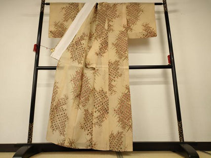 平和屋着物＊夏物 小紋 紗 ちぢみ織り 幾何学文様 正絹 逸品 AABE4681jd