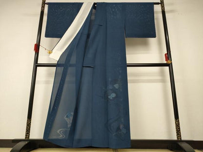 平和屋着物＊夏物 色留訪問着 絽 刺繍 流水花文 褐返色 正絹 逸品 AABE4683jd