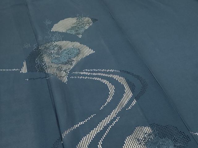 平和屋着物＊夏物 色留訪問着 絽 刺繍 流水花文 褐返色 正絹 逸品 AABE4683jd