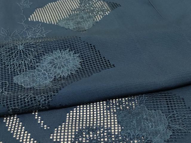 平和屋着物＊夏物 色留訪問着 絽 刺繍 流水花文 褐返色 正絹 逸品 AABE4683jd