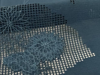 平和屋着物＊夏物 色留訪問着 絽 刺繍 流水花文 褐返色 正絹 逸品 AABE4683jd
