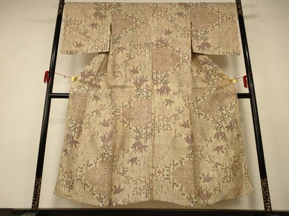 平和屋着物＊夏物 本場小千谷ちぢみ 笹竹文 麻 逸品 AABE4684jd