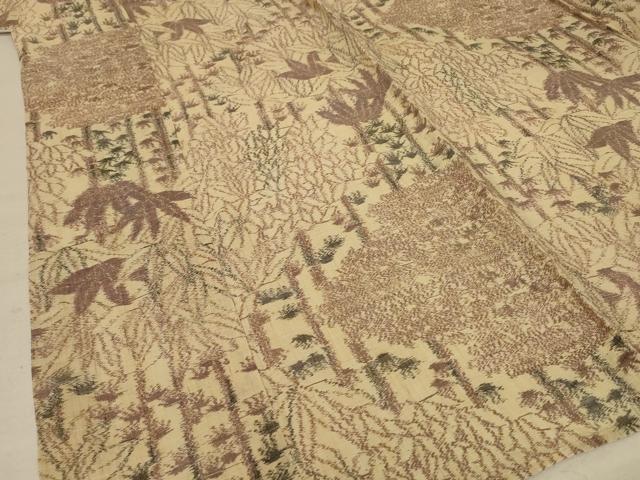平和屋着物＊夏物 本場小千谷ちぢみ 笹竹文 麻 逸品 AABE4684jd