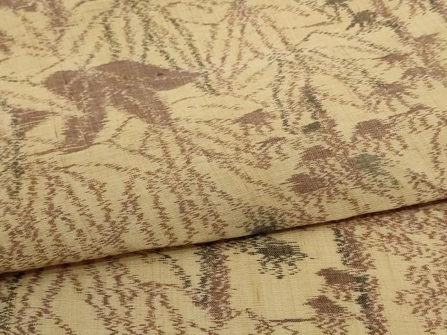 平和屋着物＊夏物 本場小千谷ちぢみ 笹竹文 麻 逸品 AABE4684jd