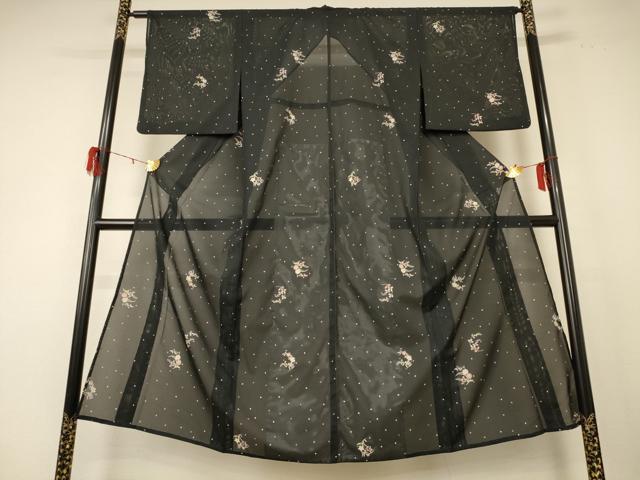 平和屋着物＊夏物　小紋　絽　草花文　洗える着物　AABE4690jd 平和屋着物＊夏物 小紋 絽 草花文 洗える着物 AABE4690jd