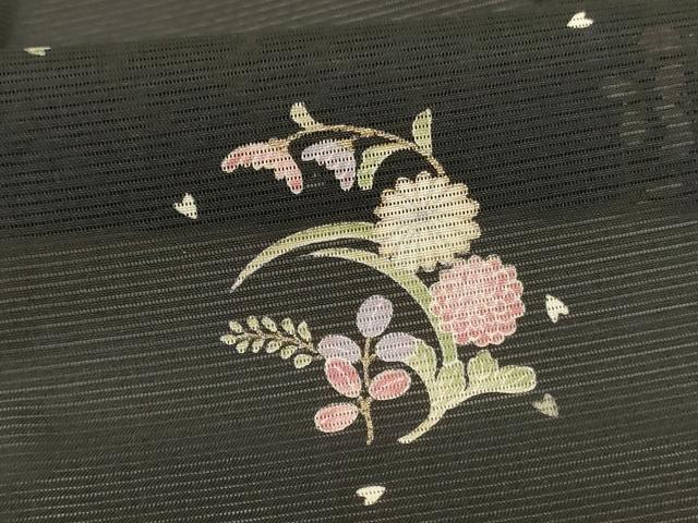 平和屋着物＊夏物 小紋 絽 草花文 洗える着物 AABE4792jd アウトレット