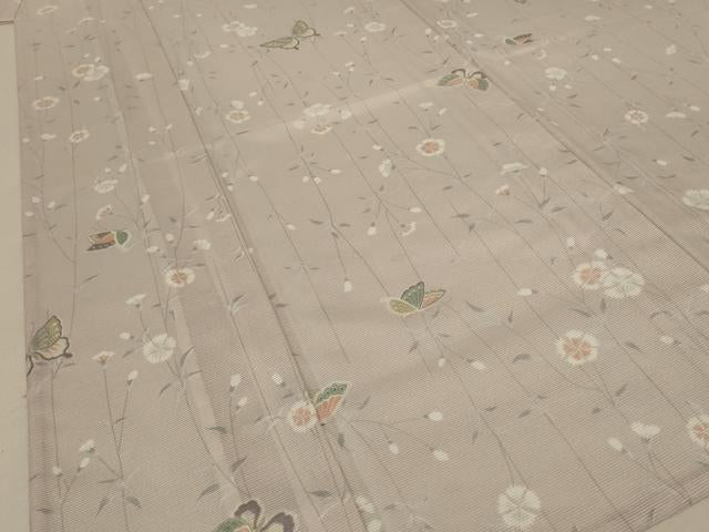 平和屋着物＊夏物　小紋　絽　花蝶文　洗える着物　AABE4692jd 平和屋着物＊夏物 小紋 絽 花蝶文 洗える着物 AABE4692jd