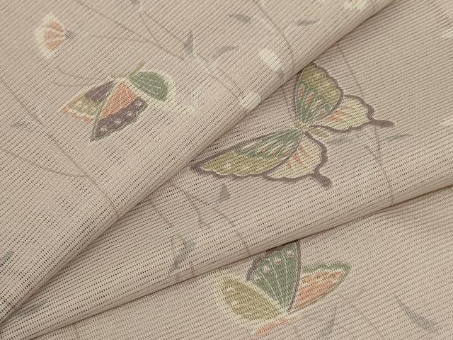 平和屋着物＊夏物 小紋 絽 花蝶文 洗える着物 AABE4692jd