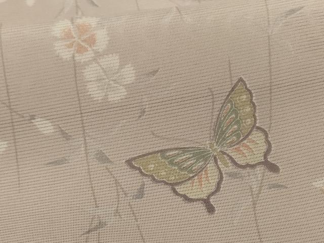 平和屋着物＊夏物 小紋 絽 花蝶文 洗える着物 AABE4692jd