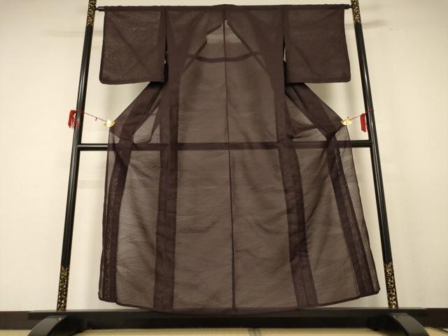 平和屋着物＊夏物 色無地 紗 黒鳶色 洗える着物 未使用 AABE4697jd