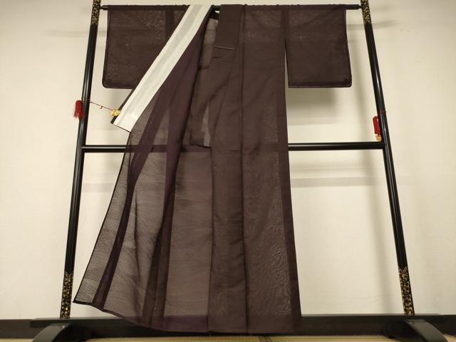 平和屋着物＊夏物 色無地 紗 黒鳶色 洗える着物 未使用 AABE4697jd