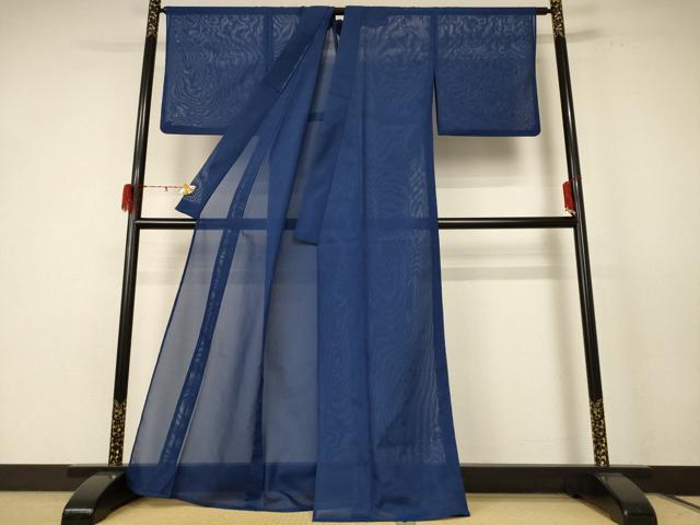 平和屋着物＊夏物 色無地 絽 紺色 洗える着物 AABE4704jd