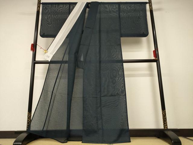 平和屋着物＊洗える最高級着物　＜英＞はなぶさ謹製　夏物　色無地　芝紋紗　黒緑色　洗える着物　未使用　AABE4705jd 平和屋着物＊洗える最高級着物 ＜英＞はなぶさ謹製 夏物 色無地 芝紋