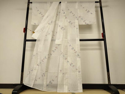 平和屋着物＊夏物 小紋 絽 舞蝶文 洗える着物 AABE4707jd