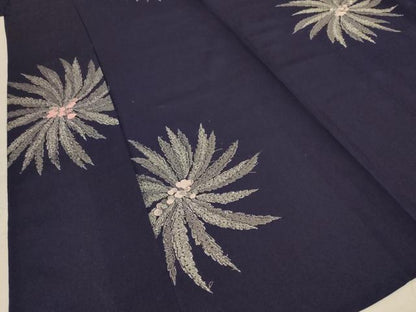 平和屋着物＊夏物 小紋 紗 舞花文 銀糸 正絹 逸品 AABE4708jd