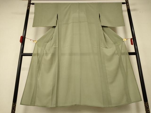 平和屋着物＊夏物 色無地 絽 柳茶色 正絹 逸品 AABE4709jd