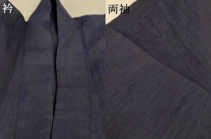 平和屋着物＊夏物 男性 本場小千谷ちぢみ 青褐色 麻 逸品 AABE4711jd