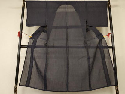 平和屋着物＊夏物 男性 本場小千谷ちぢみ 青褐色 麻 逸品 AABE4711jd