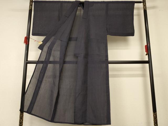 平和屋着物＊夏物 男性 本場小千谷ちぢみ 青褐色 麻 逸品 AABE4711jd