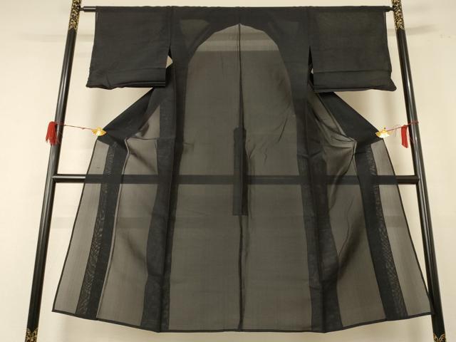 平和屋着物＊夏物 小紋 紗 横縞 正絹 逸品 AABE4714jd