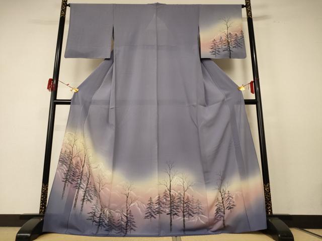平和屋着物＊夏物 訪問着 絽縮緬 風景文 暈し染め ロング丈 正絹 逸品 AABE4716jd