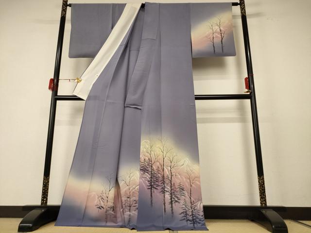 平和屋着物＊夏物 訪問着 絽縮緬 風景文 暈し染め ロング丈 正絹 逸品 AABE4716jd