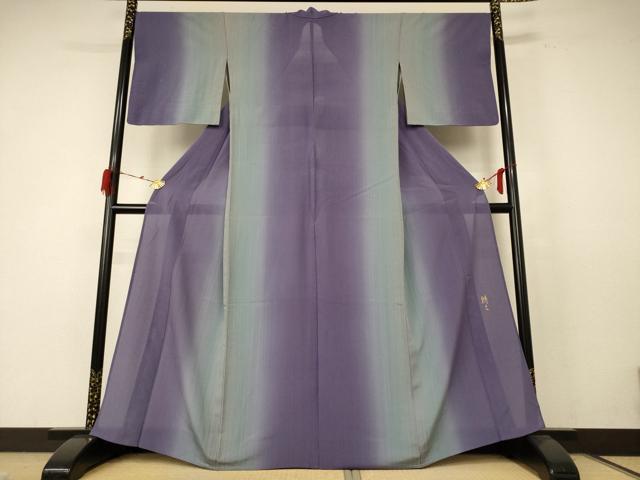 平和屋着物＊染織界の匠 村松祥三 夏物 小紋 絽 縞 暈し染め 正絹 逸品 AABE4717jd