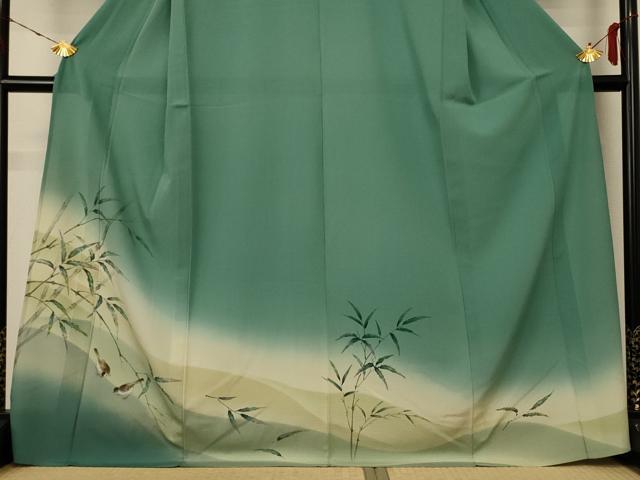 平和屋着物＊夏物 訪問着 絽 風景文 鳥 暈し染め ロング丈 正絹 逸品 AABE4718jd