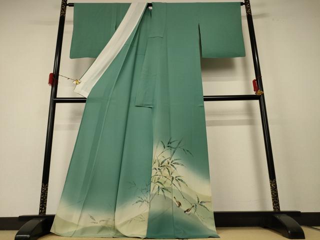平和屋着物＊夏物 訪問着 絽 風景文 鳥 暈し染め ロング丈 正絹 逸品 AABE4718jd