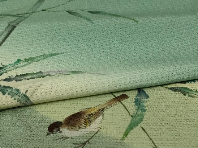 平和屋着物＊夏物 訪問着 絽 風景文 鳥 暈し染め ロング丈 正絹 逸品 AABE4718jd
