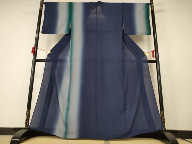 平和屋着物＊夏物 訪問着 絽 縞 暈し染め 正絹 逸品 AABE4719jd