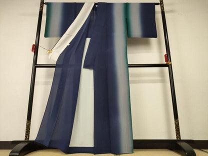 平和屋着物＊夏物 訪問着 絽 縞 暈し染め 正絹 逸品 AABE4719jd