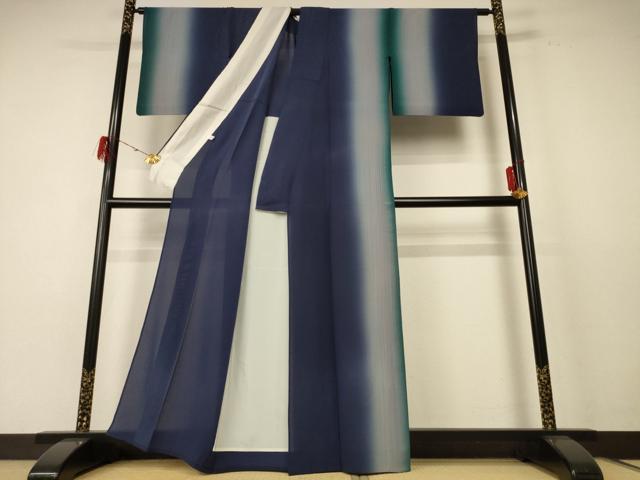 平和屋着物＊夏物 訪問着 絽 縞 暈し染め 正絹 逸品 AABE4719jd