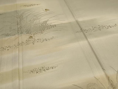 平和屋着物＊夏物 訪問着 絽 駒刺繍 草葉文 虫 暈し染め 銀彩 ロング丈 正絹 逸品 AABE4727jd