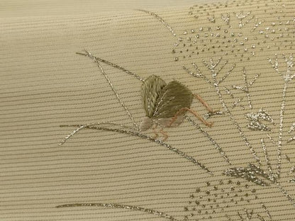 平和屋着物＊夏物 訪問着 絽 駒刺繍 草葉文 虫 暈し染め 銀彩 ロング丈 正絹 逸品 AABE4727jd