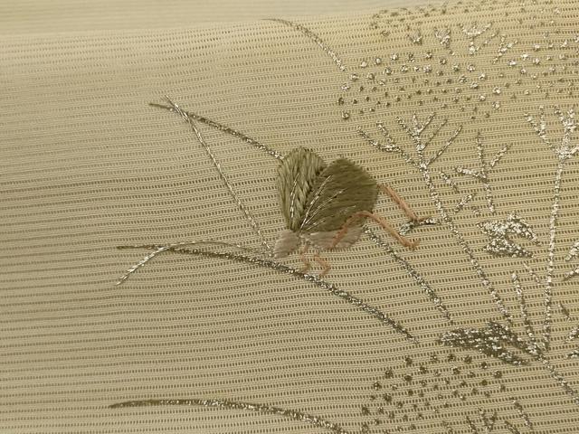 平和屋着物＊夏物 訪問着 絽 駒刺繍 草葉文 虫 暈し染め 銀彩 ロング丈 正絹 逸品 AABE4727jd