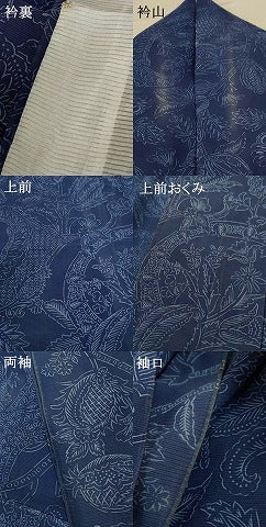 平和屋着物＊夏物 小紋 絽 更紗花文 正絹 逸品 AABE4730jd