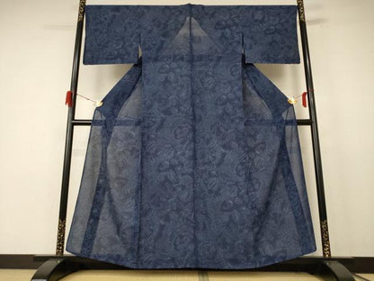 平和屋着物＊夏物 小紋 絽 更紗花文 正絹 逸品 AABE4730jd