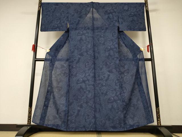 平和屋着物＊夏物 小紋 絽 更紗花文 正絹 逸品 AABE4730jd