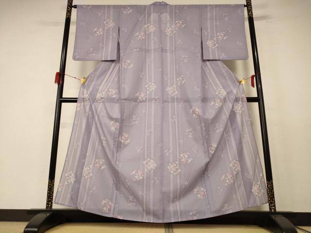 平和屋着物＊夏物 小紋 絽 草花丸文 洗える着物 AABE4731jd