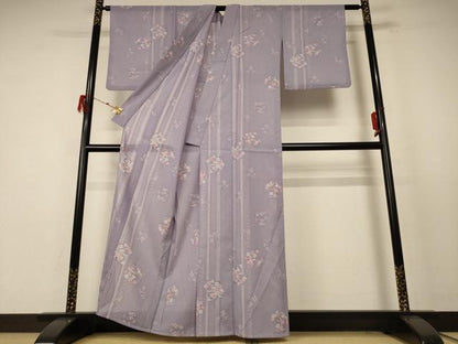 平和屋着物＊夏物 小紋 絽 草花丸文 洗える着物 AABE4731jd