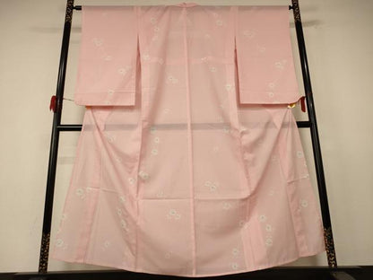 平和屋着物＊夏物 小紋 絽 草花文 洗える着物 AABE4732jd