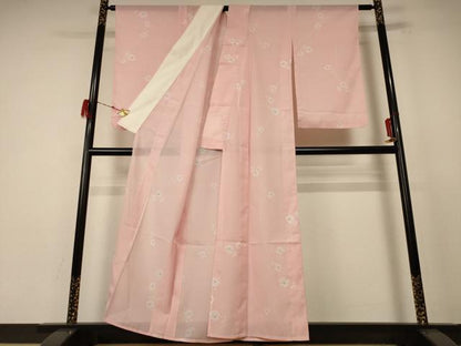平和屋着物＊夏物 小紋 絽 草花文 洗える着物 AABE4732jd