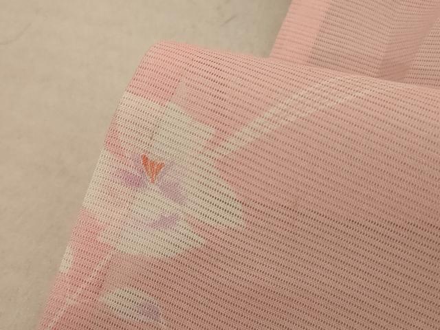 平和屋着物＊夏物 小紋 絽 草花文 洗える着物 AABE4732jd