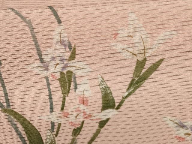 平和屋着物＊夏物 小紋 絽 草花文 洗える着物 AABE4733jd