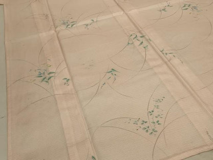 平和屋着物＊夏物 小紋 絽 手描き 草花文 洗える着物 AABE4736jd