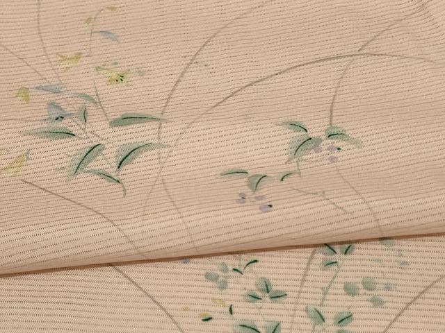 平和屋着物＊夏物 小紋 絽 手描き 草花文 洗える着物 AABE4736jd